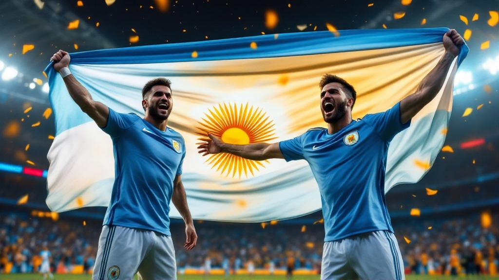 Original Golmetria data graphic about Argentina's World Cup result, in premium data-journalism style; no real photos, no likeness of real people, no club crests.