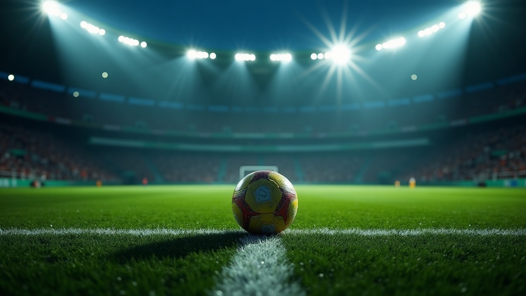 Imagem editorial cinematográfica original gerada por IA — cena de futebol noturno, sem fotos reais, rostos identificáveis ou escudos. Análise, não foto de um evento real.
