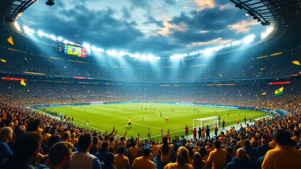 Imagem original da Golmetria sobre lesão de Brasil na Copa do Mundo, imagem cinematográfica gerada por IA; sem fotos reais, sem semelhança de pessoas reais e sem escudos.