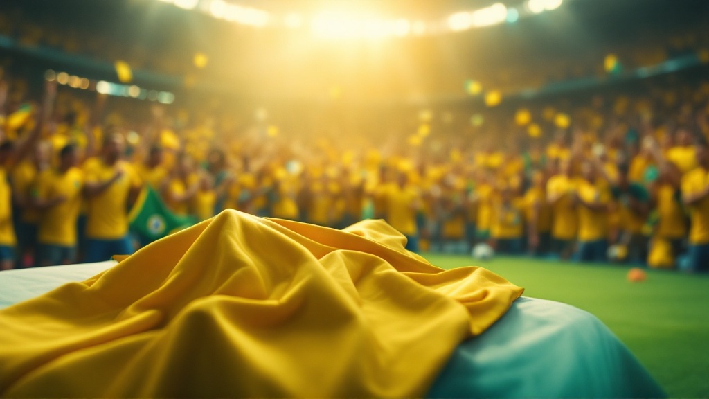 Imagem original da Golmetria sobre lesão de Brasil na Copa do Mundo, imagem cinematográfica gerada por IA; sem fotos reais, sem semelhança de pessoas reais e sem escudos.